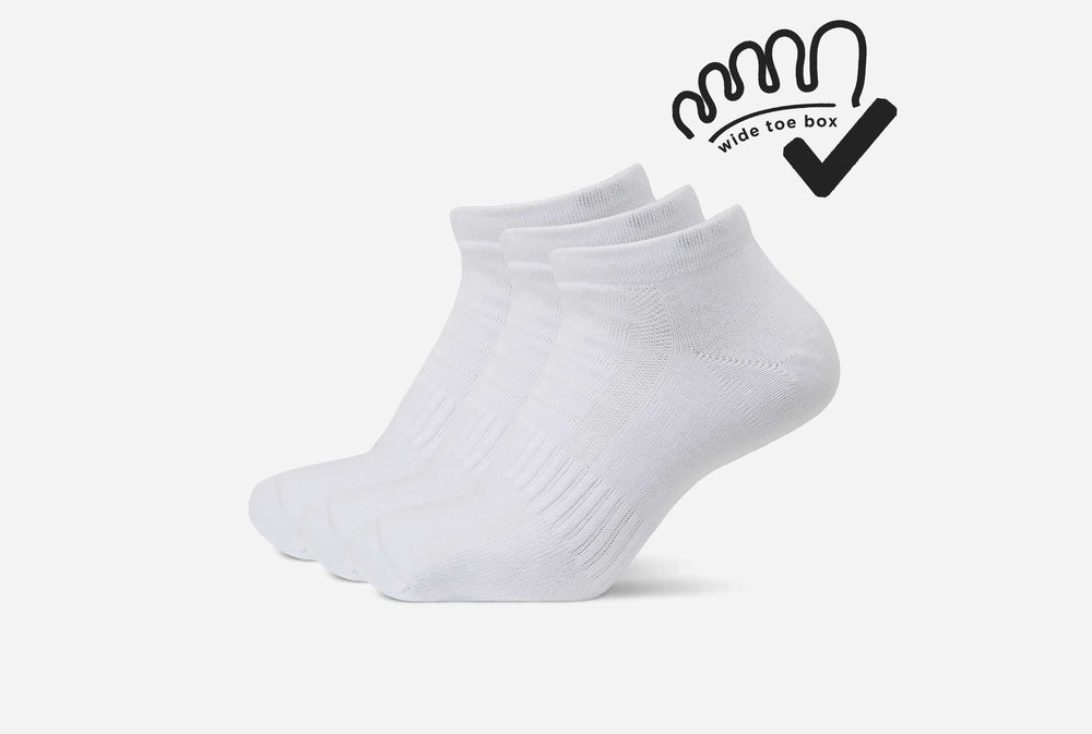 Sneaker Socks Wide Toe Box (3 Pair Pack) - White